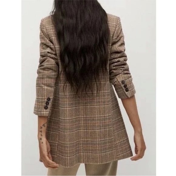 Mango Woman’s Doubled Breasted Plaid Blazer| Wool Blend - Picture 3 of 7